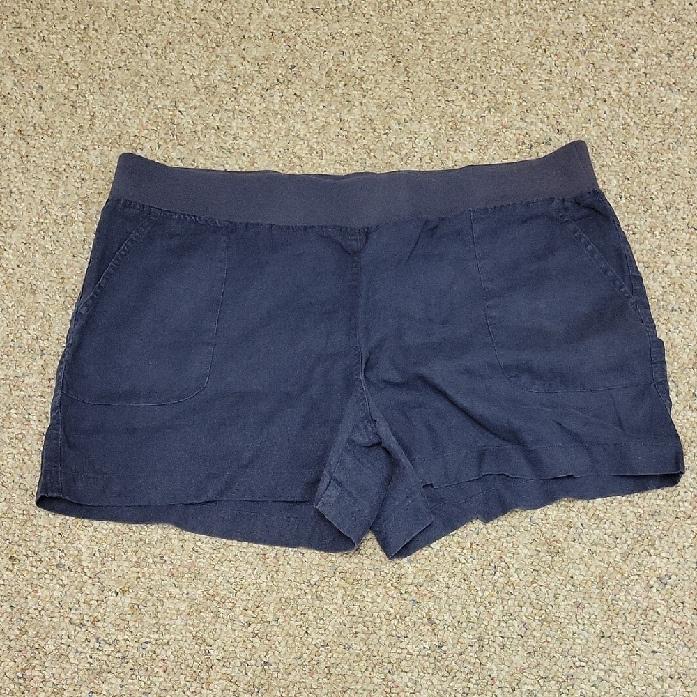 Allen Allen Navy Linen Shorts Women's Sz XL summer coastal vacation gorpcore